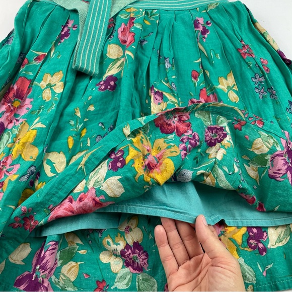 Pura Vida Green Floral Pink Yellow Dress Boho Women Size 2 - Picture 4 of 6